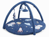 Haus and Kinder Baby Play Mat & Activity Gym for 0–2 years with 4 hanging rattles, soft cushioned mat, colorful activity arch, and engaging toys for tummy time, sensory play, and early development.