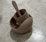 Silicone feeding set made from food-grade BPA-free silicone, including essential mealtime accessories with a soft, durable, and easy-to-clean design for babies and toddlers.