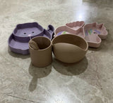 Silicone feeding set made from food-grade BPA-free silicone, including essential mealtime accessories with a soft, durable, and easy-to-clean design for babies and toddlers.