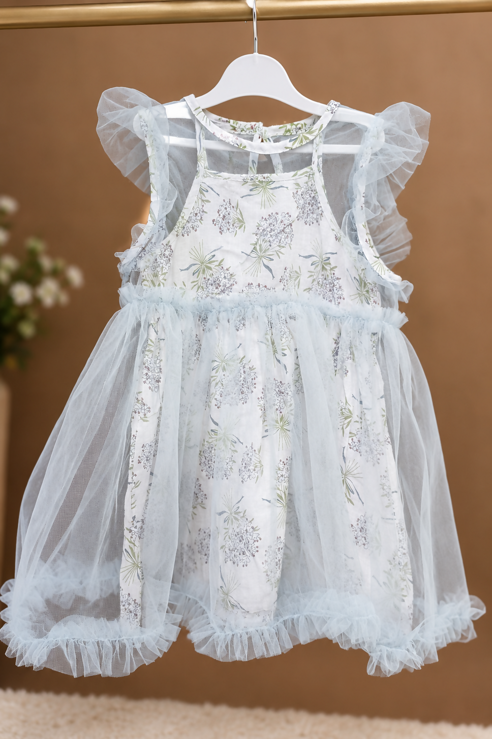 Sky Blue Frock for Baby Girl featuring a charming design and comfortable fit, perfect for birthday parties, celebrations, family gatherings, festive occasions and other special events.