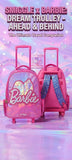 Original Smiggle 18-Inch Personalized Trolley Backpack with custom name personalization, spacious storage compartments, retractable trolley handle, smooth-rolling wheels, and adjustable shoulder straps for school and travel.