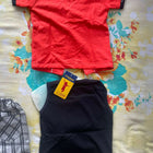 CITYBOY Dress with Sleeveless TShirt (Black), Red cotton jacket (Half Sleeves) and Printed Nicker - PyaraBaby
