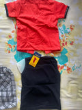 CITYBOY Dress with Sleeveless TShirt (Black), Red cotton jacket (Half Sleeves) and Printed Nicker - PyaraBaby