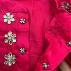 Pure georgette lehenga set for baby girls with handwork butti and matching accessories, plus a stylish baby boy kurta-pyjama set for festive elegance.