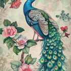 Decorative peacock and floral design bedsheet.