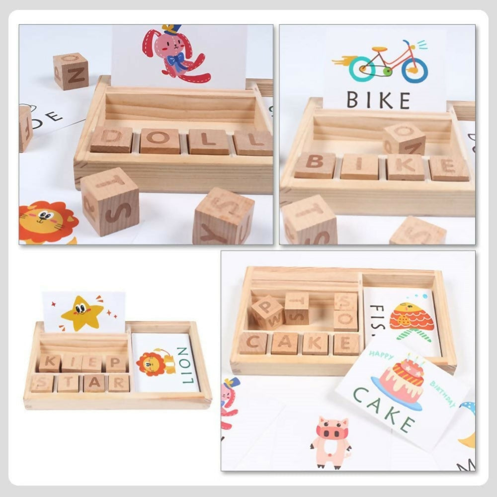 Wooden Spelling Game With Flashcards - PyaraBaby