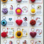 Give a unique, personalized gift with our custom greeting cards and handmade crochet keychains, perfect for any special occasion.