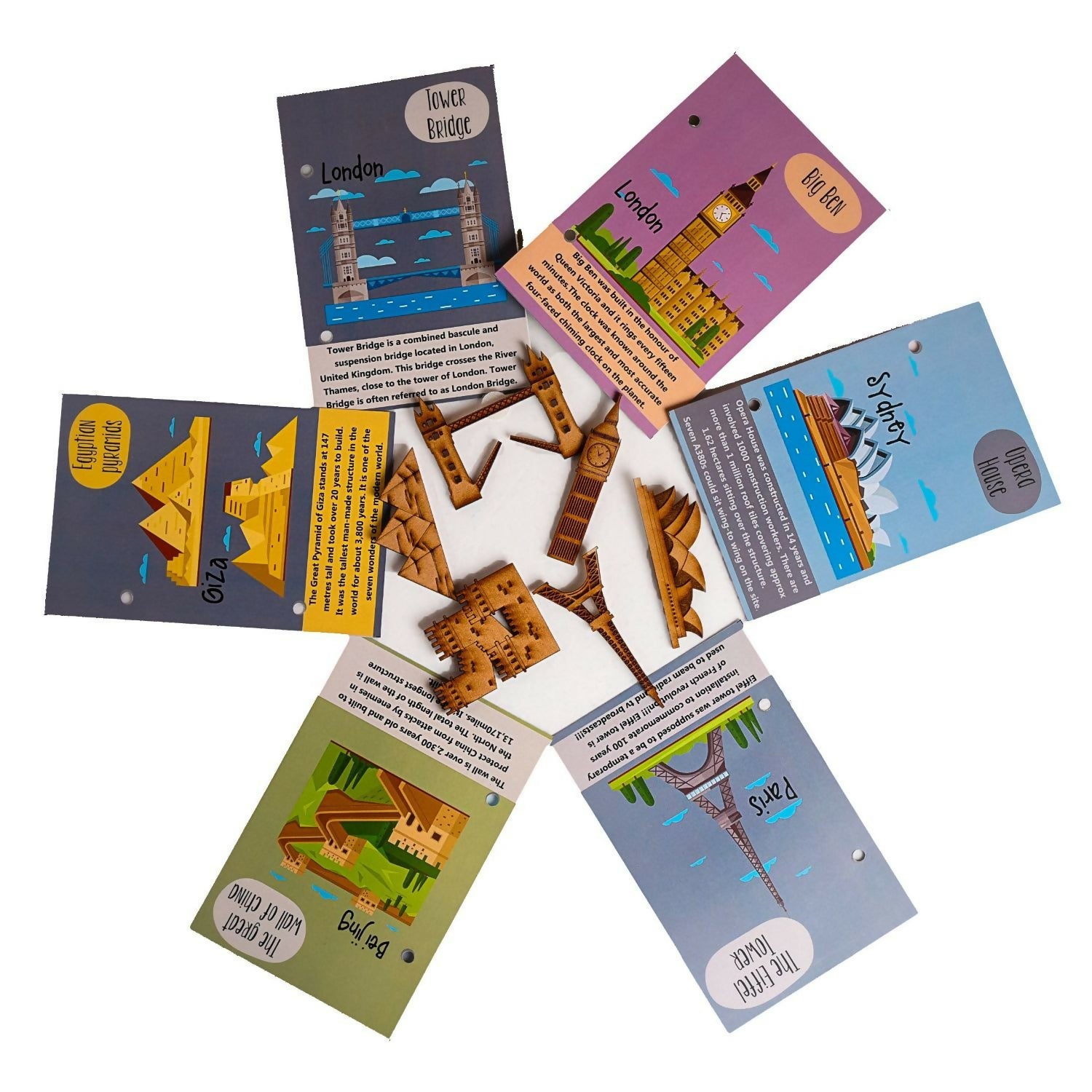 World Monuments flashcards with Activity with Wooden Monuments - PyaraBaby