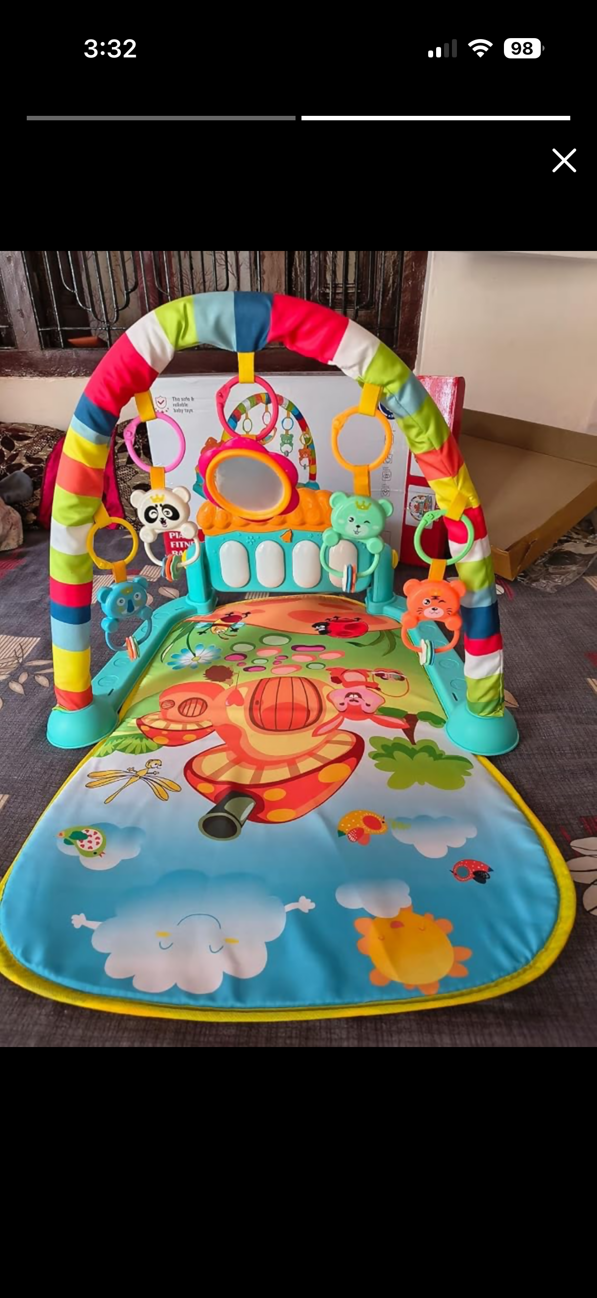 VEBETO Baby Play Gym/Play Mat for 0–12 Months in Almost New condition featuring a soft activity mat and engaging play setup for supervised tummy time, play, reaching, and sensory exploration.