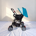 R FOR RABBIT  Lollipop Lite Baby Stroller Blue Abstract Reversible Reclining B190