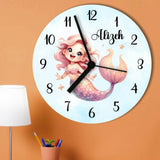 Wall clock with a mermaid design and personalized name 