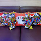 Decorative pillows with playing card designs 
