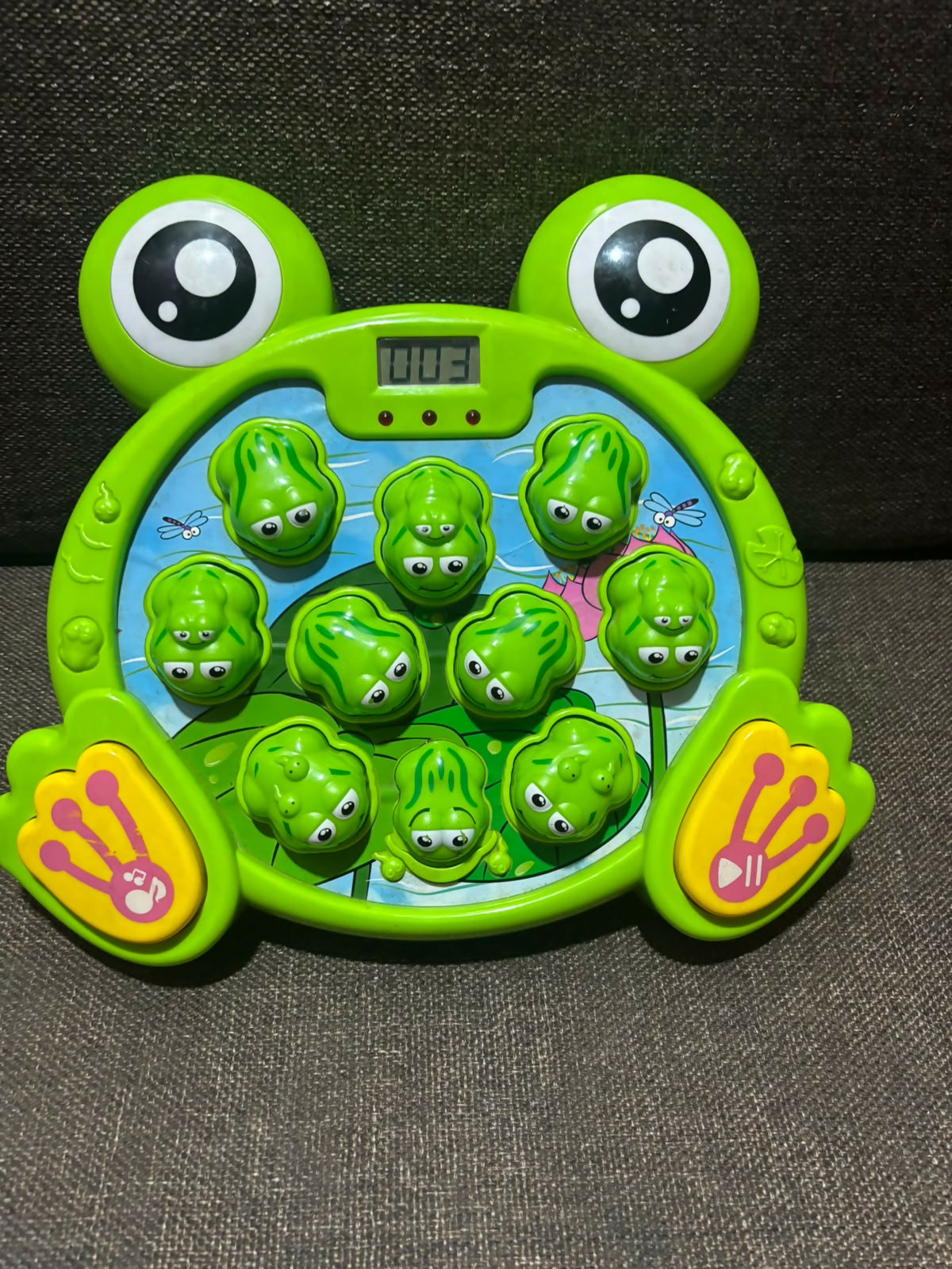Whack-a-Frog Game for Kids, a fun interactive toy for hand-eye coordination and play.