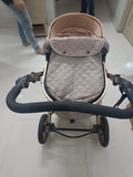 BABYHUG Majestic Stroller/Pram Cum Carry Cot with Canopy - Beige - PyaraBaby