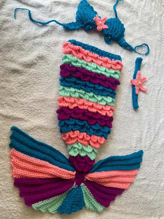 Handmade Customized Crochet Mermaid Dress - PyaraBaby