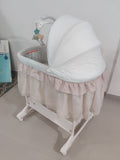 Experience luxury and versatility with the Giggles Premium Bassinet – a 3-in-1 bassinet, rocker, and cradle imported from UAE.