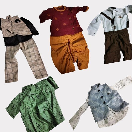 Combo of T-Shirt, Pant And Jacket, Overcoat With Full Sleeves Shirt, Tiber Taber Dhoti Kurta Set, Dungaree Set, Soft Cotton Shirt - PyaraBaby