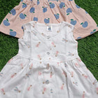 Set of 2 Baby Girl Frocks/Dresses, crafted from soft, breathable fabric with charming designs for comfort and style on any occasion.