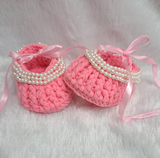 Crochet baby girl booties