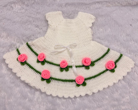 Crochet Baby Girl Frock/Dress Set/ Crochet Handmade Shoes Headband and Cap Set for Baptism