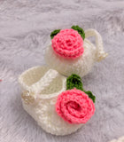 Crochet Baby Girl Frock/Dress Set/ Crochet Handmade Shoes Headband and Cap Set for Baptism