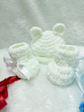 Crochet baby beanie and bootie set