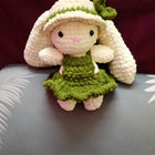 Crochet bunny with long ears and hat