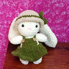 Crochet bunny with long ears and hat