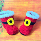 Crochet Santa Booties for Babies/ Handmade Christmas Santa Clause Shoes/ Crochet Red Booties for Christmas