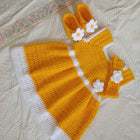 Baby Frock Set with Booties and Hairband, Hand Crocheted