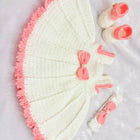 Crochet Handmade Baby Girl Shoes, Headband Frock Set