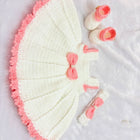 Crochet Handmade Baby Girl Shoes, Headband Frock Set