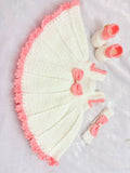 Crochet Handmade Baby Girl Shoes, Headband Frock Set