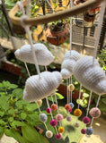 Crochet cradle hanging /cot mobile with bells