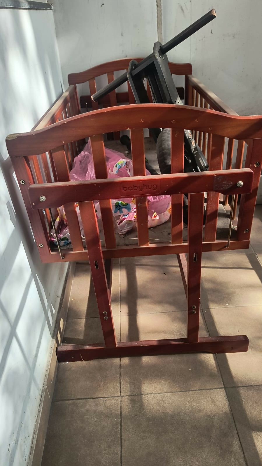 BABYHUG Lonia wooden baby cradle crib with sturdy wooden construction, cozy sleeping space, gentle rocking design, and comfortable support for newborns and babies.