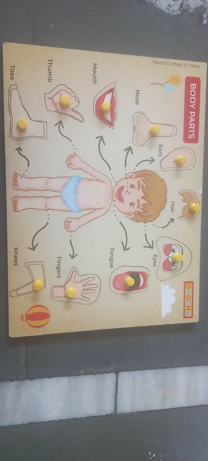 Wooden puzzle for kids with colorful pieces, smooth child-safe edges, and an engaging educational design that encourages problem-solving, hand-eye coordination, shape recognition, and fine motor skill development.