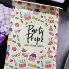 Pack of milestone cards with colorful party-themed design 