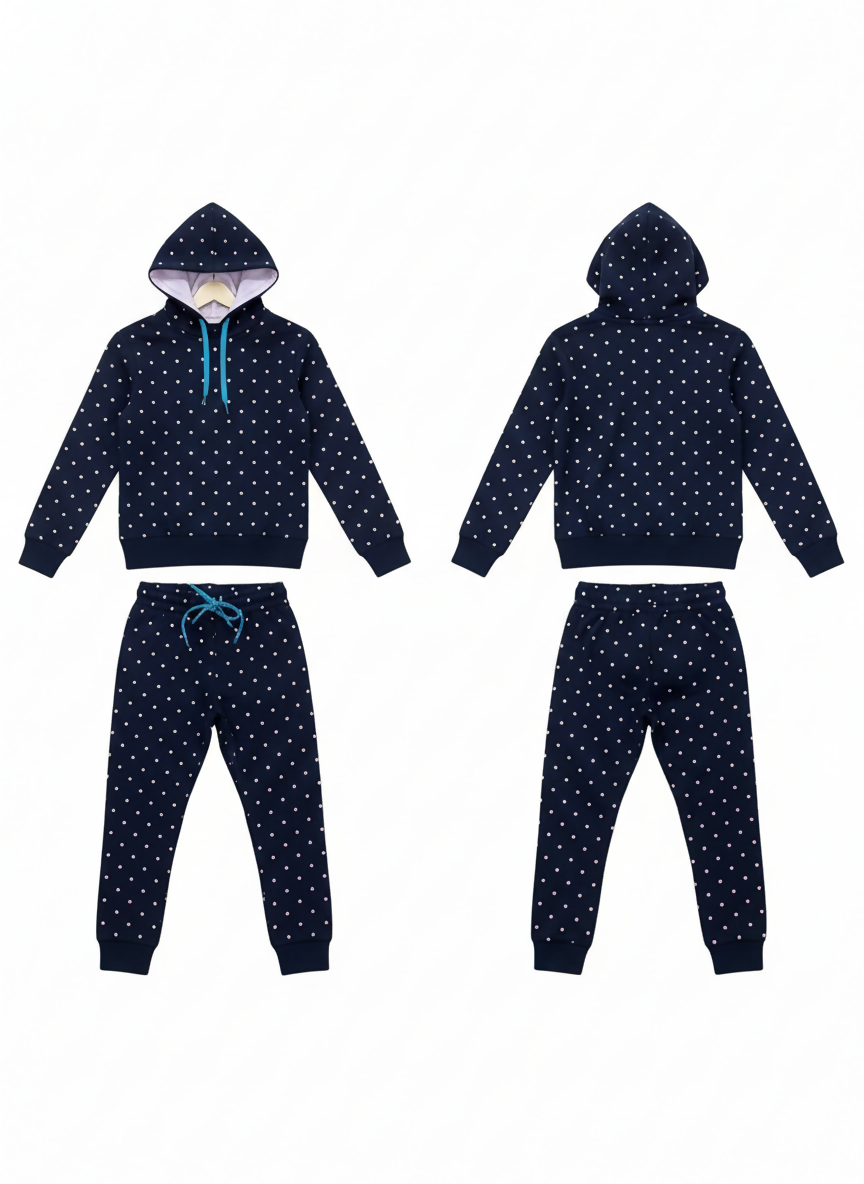 Kids Winter Wear Set for Girls | Warm Sweatshirt & Pajama Set | Soft Cotton Full Sleeve Night Suit | Printed Co-Ord Set for Girls | Comfortable Winter Loungewear & Sleepwear