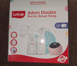 Luvlap Adore Double Electric Breast Pump packaging on a brown background