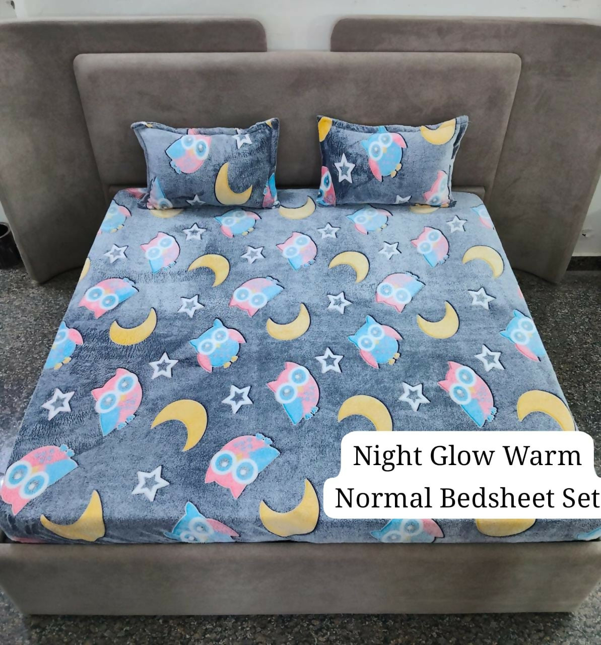 Printed Glow Bedsheet 1+2 King Sized