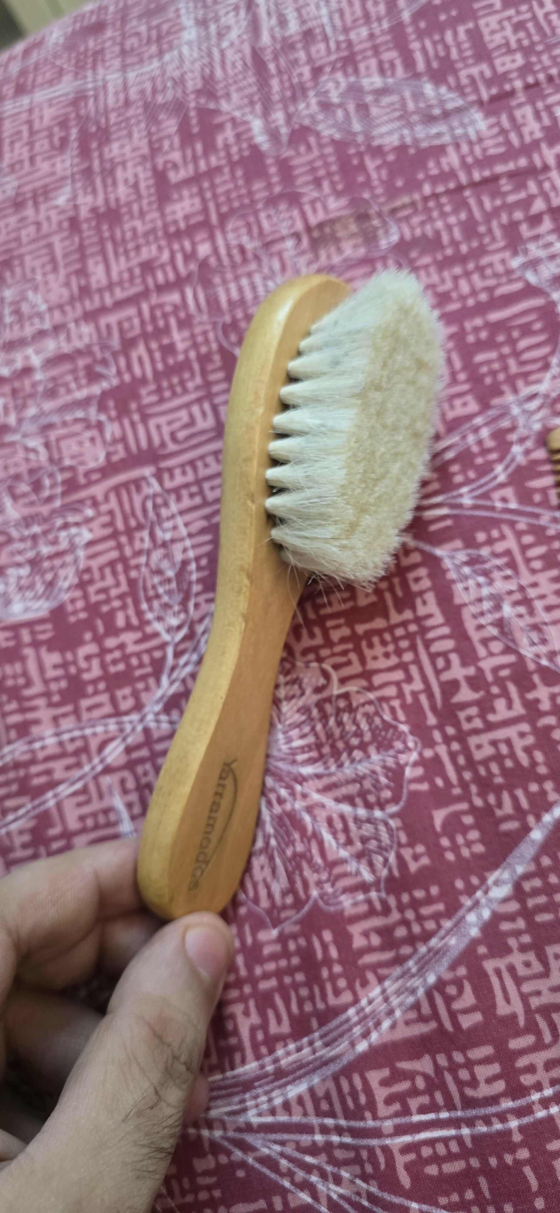 Imported wooden comb and brush set with rubber bands—gentle, eco-friendly, and perfect for baby hair care and styling.