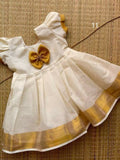 Traditional Kerala Style Frock/Dress for Kids - Beautifully Crafted Ethnic Wear for Girls, Ideal for Festive Celebrations.