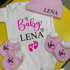 Romper with Mittens & Cap Set