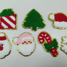 Set of Christmas-themed embroidered patches 