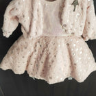 Winter Partywear Frock/Dress with Fur Jacket – Stylish and Warm Ensemble for Special Occasions.