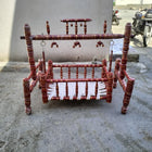 Wooden Cradle with Palna Malaysian Teak Wood, Dimensions: 26W×40H in inch