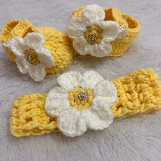 Crochet Baby Girl Shoes/Sandals  & Headband
