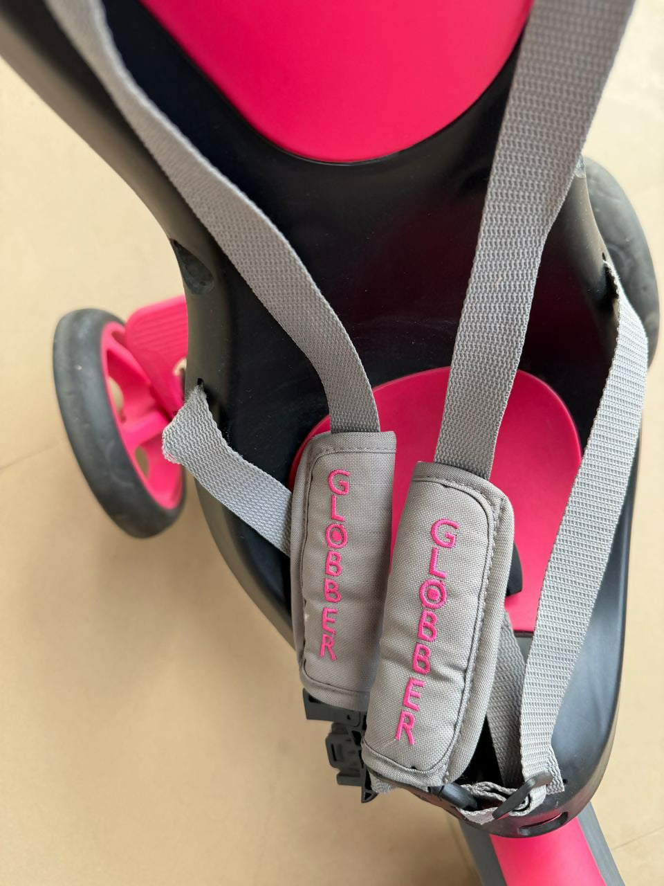 Baby tricycle with a sturdy frame, smooth wheels, ergonomic seat, and parent steering handle—perfect for safe and fun toddler adventures indoors and outdoors.
