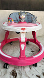  LUVLAP Walker for Baby - Pink, Adjustable Height, Anti-Skid Design, and Detachable Toy Tray for Comfort and Fun.