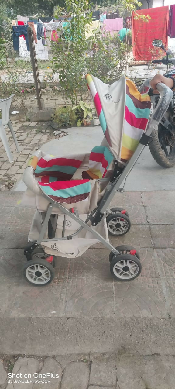 Children's stroller with colorful canopy 